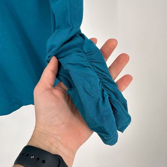 Nomadic Traders Pima Cotton Teal Ruched turtleneck Size XL Lightweight Active - Picture 6 of 8
